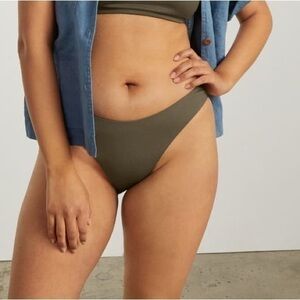 NWT Everlane The Thigh-High Bikini Bottom in Olive size Small